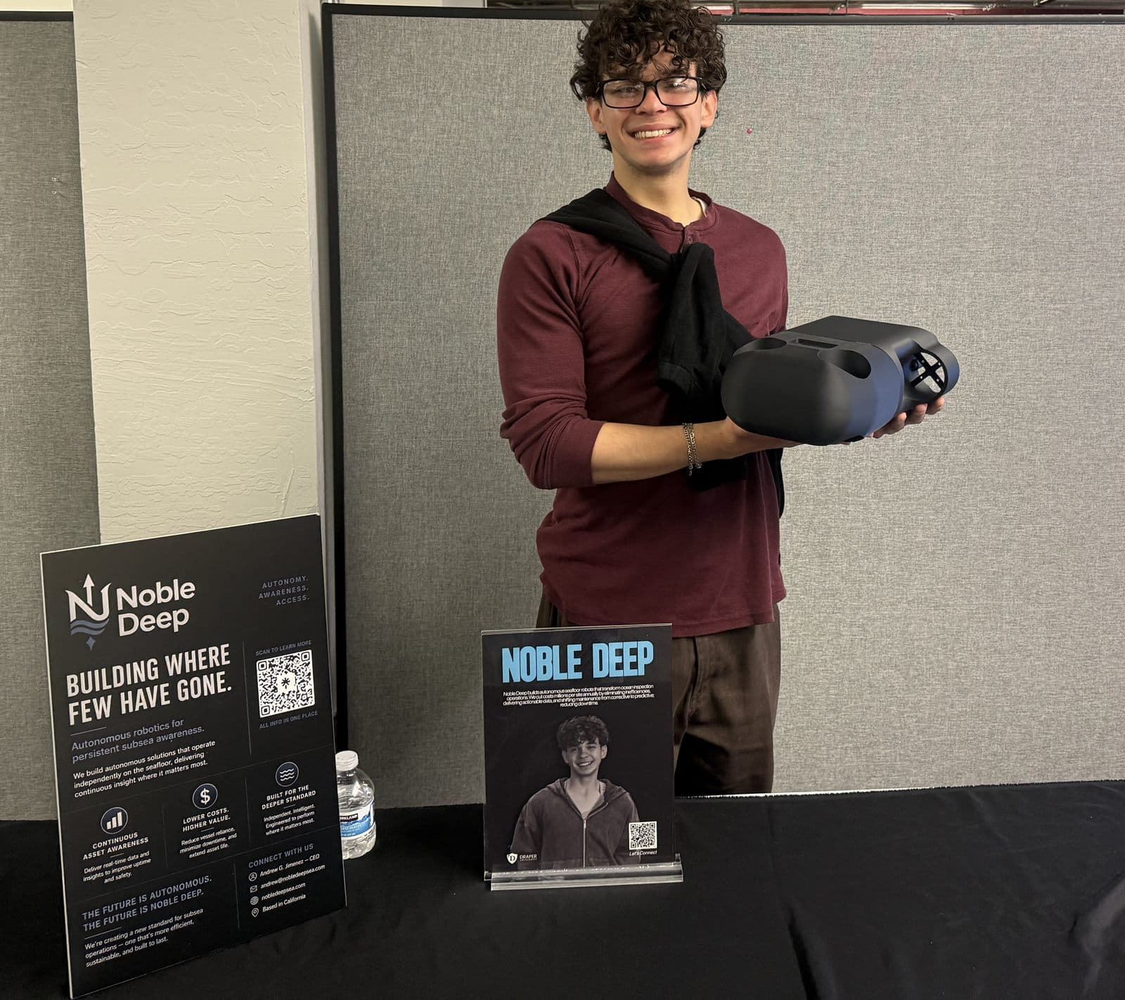 Andrew Jimenez with MVP V1 at Draper University Demo Day